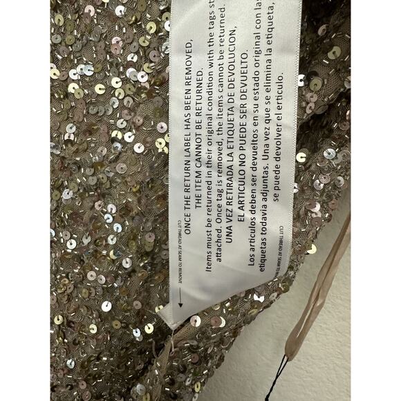 New Mac Duggal Shimmering Gold Sequin V-Neck Tank Cocktail Dress 5201 Size 12 - Picture 6 of 7